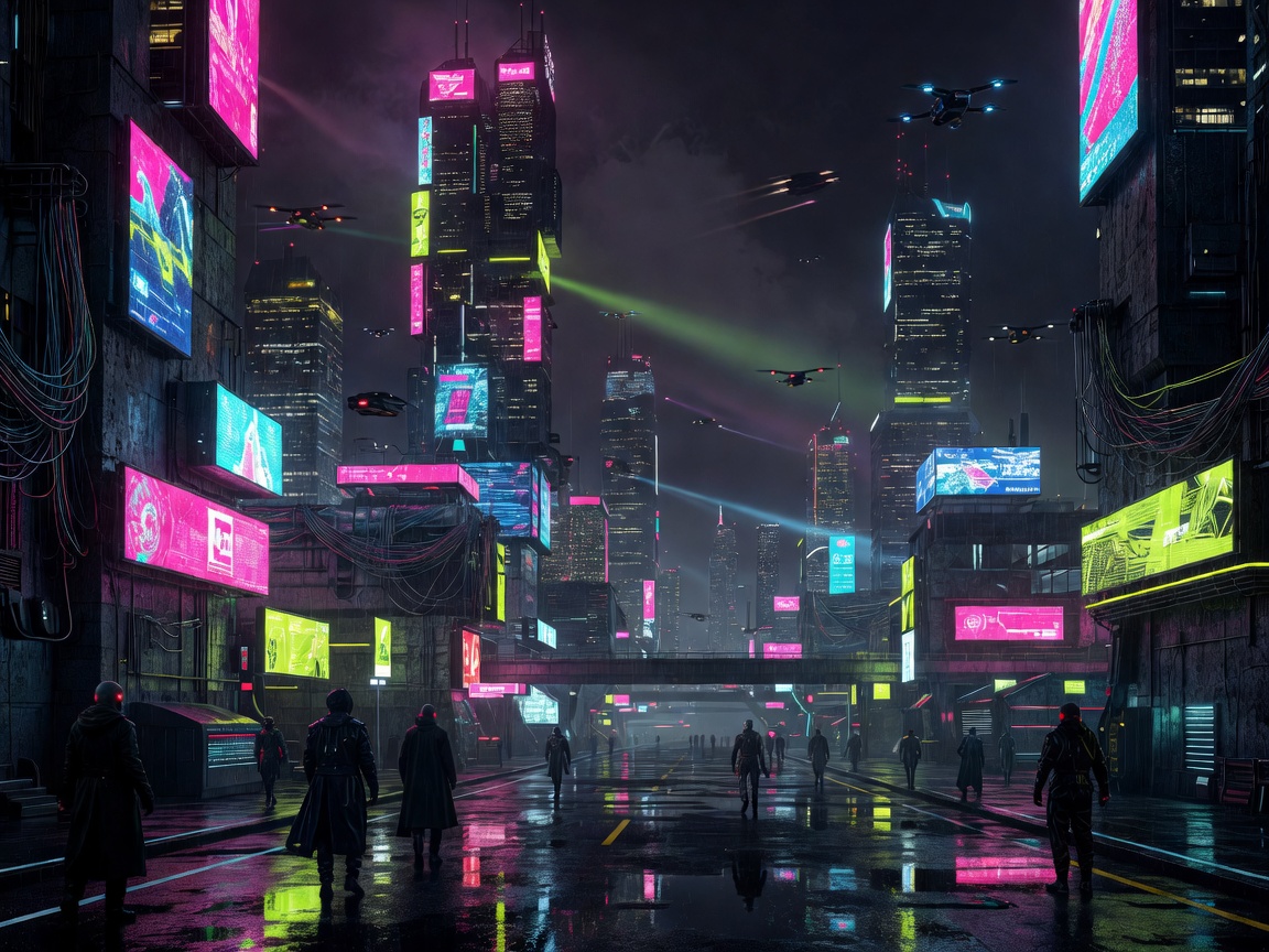 Cyberpunk Future City Neon Game Art
