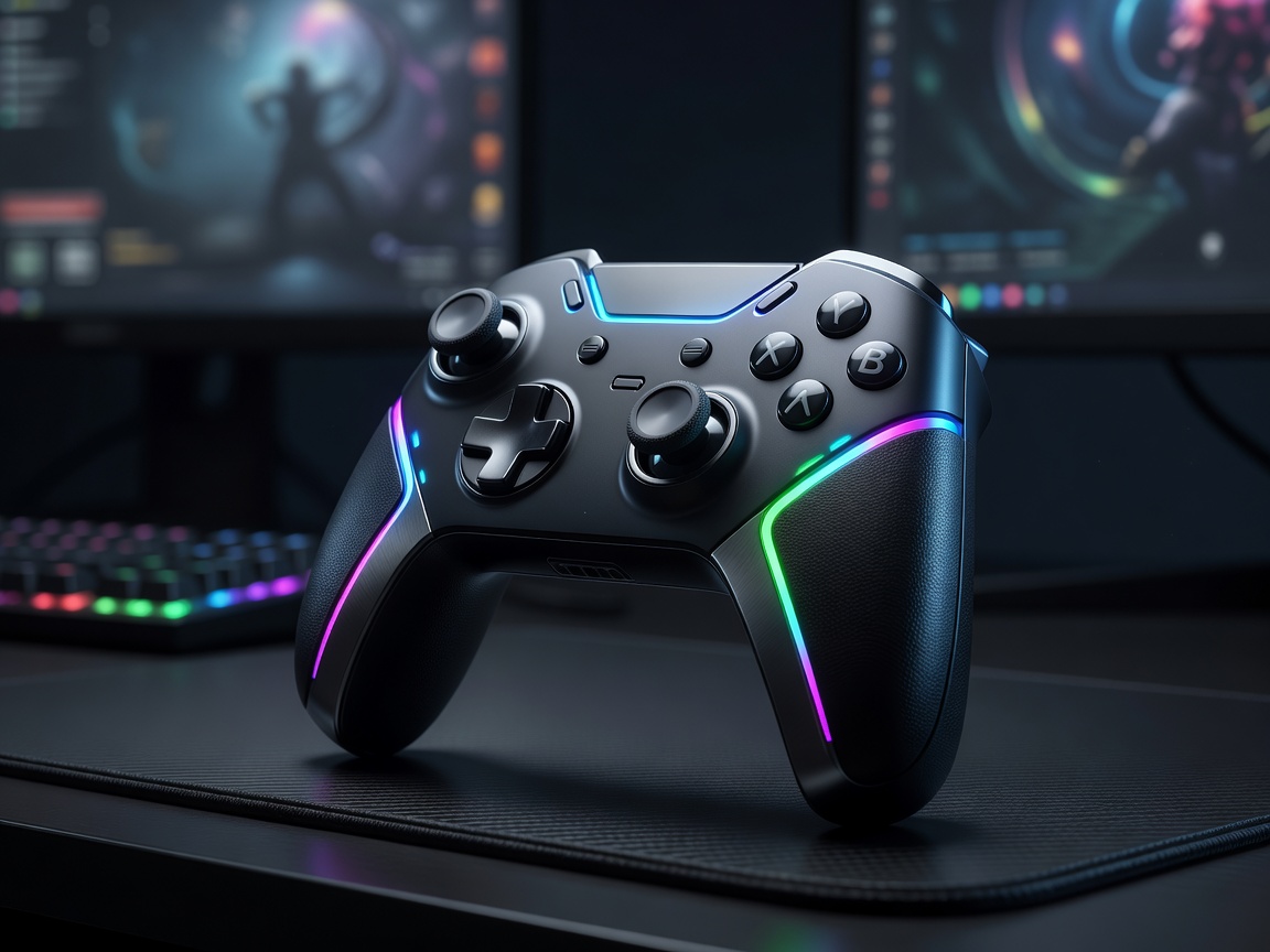 Esports Gaming Controller in Dark Room